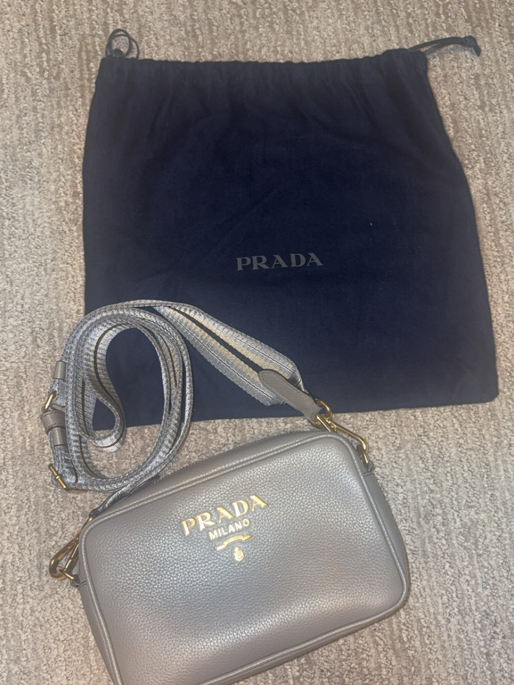 Prada Metallic ‘Bandoliera’ Camera Bag